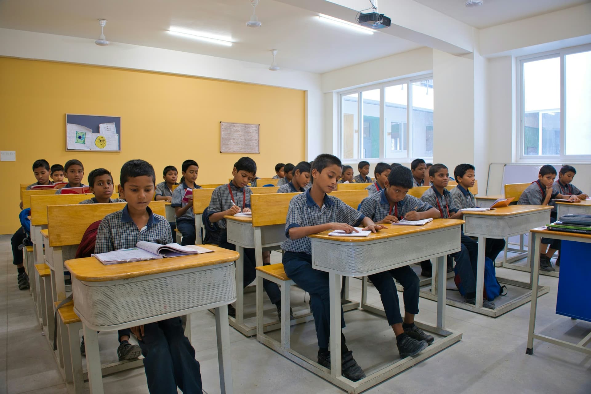 Students learning in a classroom