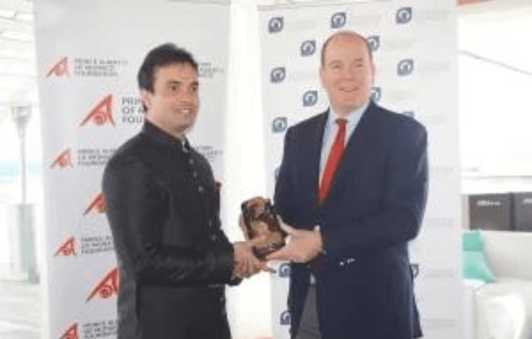 Amitabh shah awarded the Prince's Prize for Innovative Philanthropy by Prince Albert II of Monaco